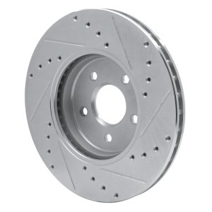 Ford Mondeo Brake Rotor (1) - Front Left - R1 Concepts - Drilled & Slotted - Silver - `01-`08